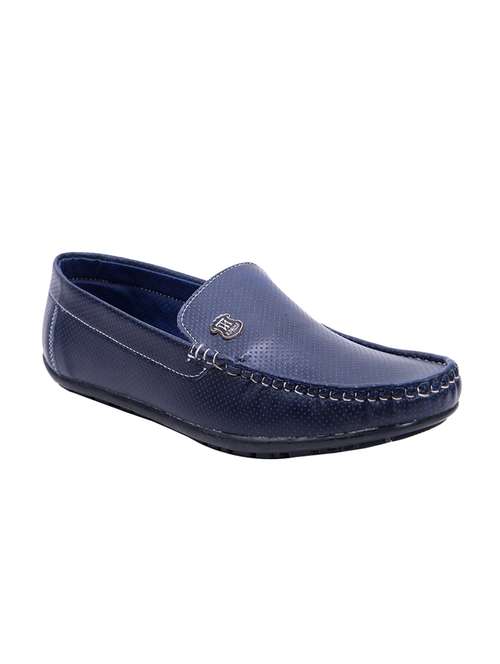 blue leatherette slip on loafer