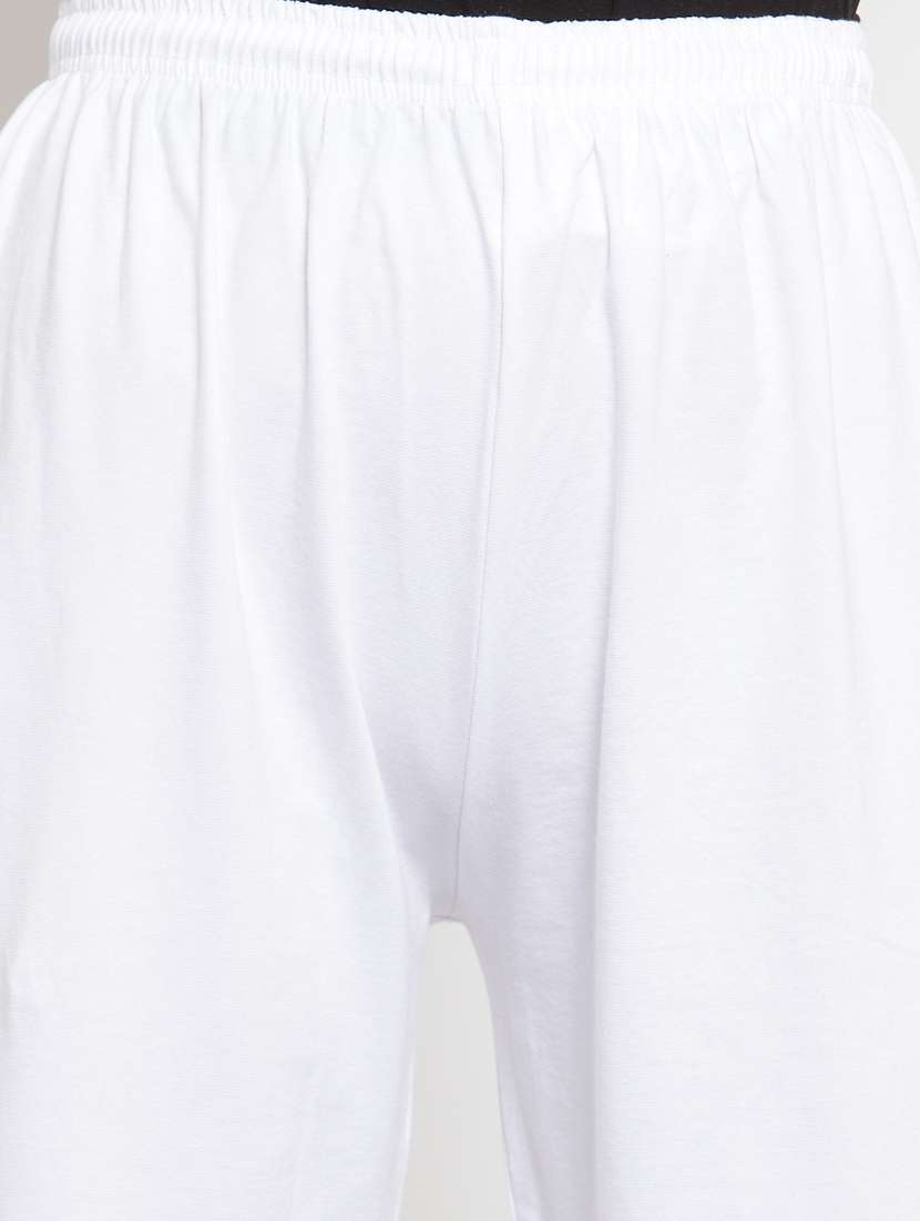 White High Rise Laced Hem Trouser 
