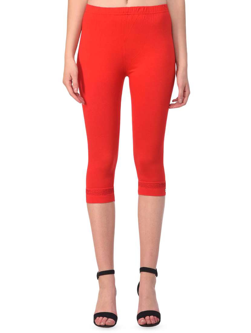 womens red capri leggings