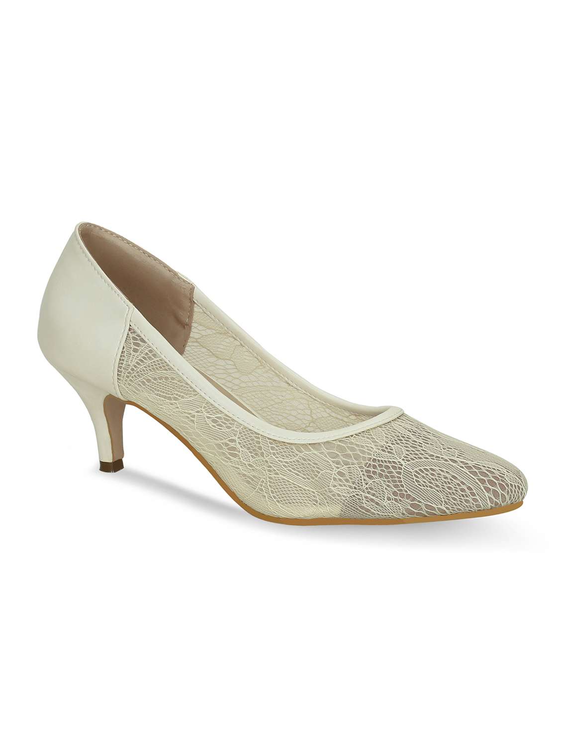 Buy online White Slip On Pumps from heels for Women by Get Glamr for