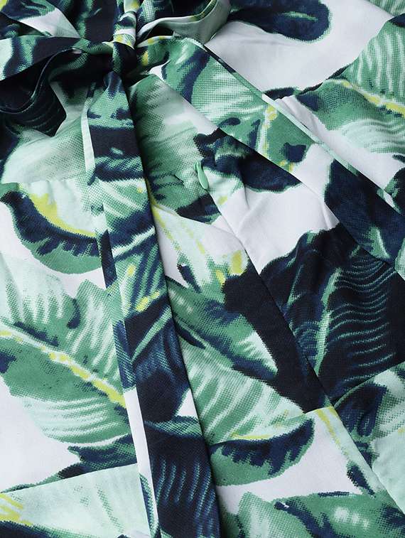 Halter Neck Tropical Print Maxi Dress