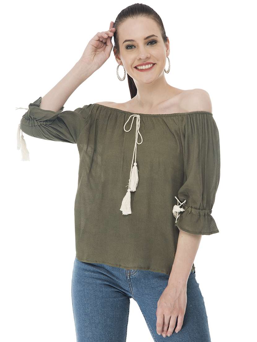 Women's Straight Tie Up Neck Top