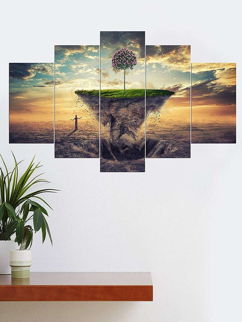 Digital Print 5 Panel Wall Art Wooden Painting  