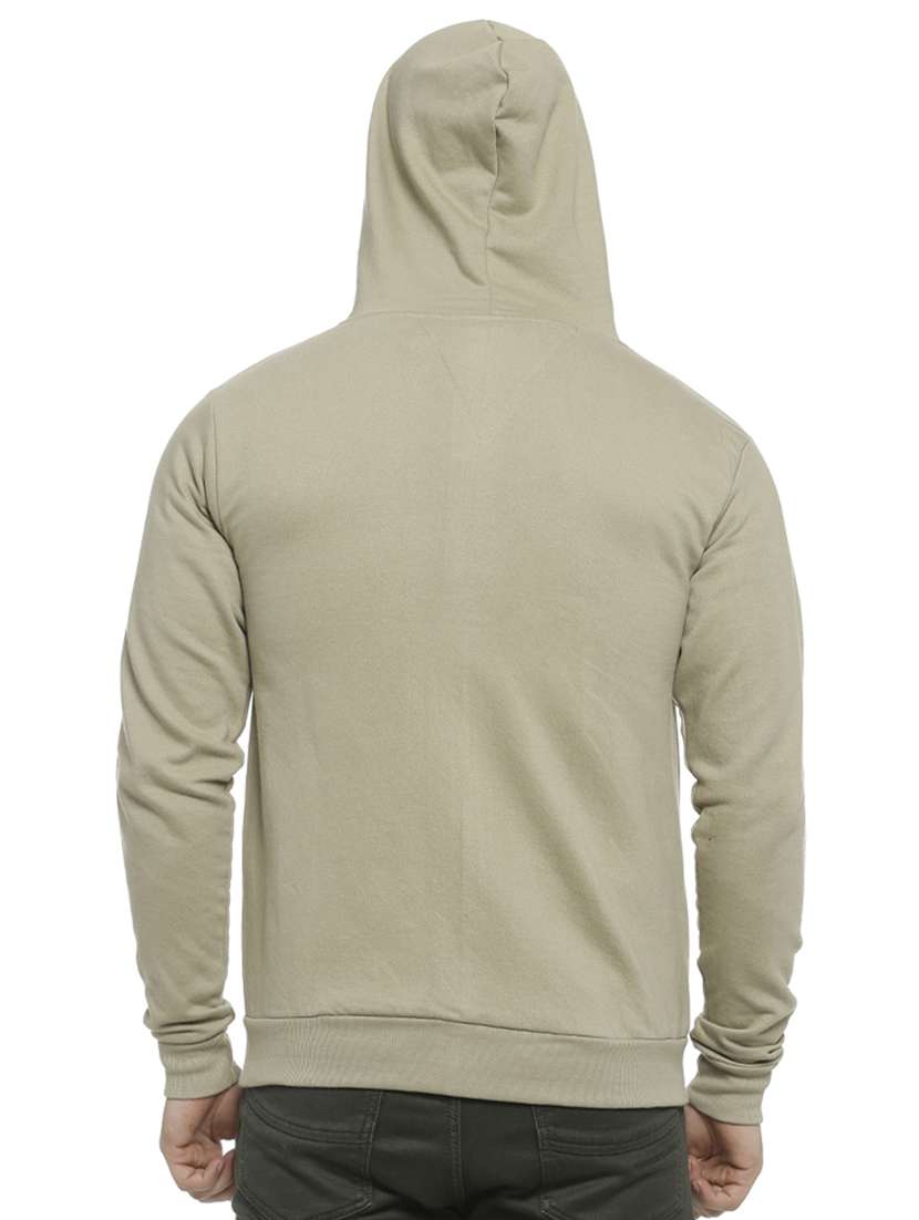 Olive Green Solid Hooded Sweatshirt