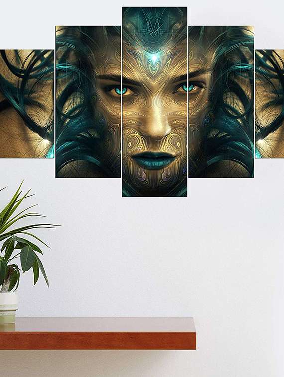 5 Panel Face Wall Wooden Painting