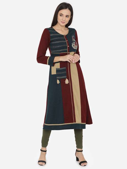 Buy online Embroidered Woolen Kurta 