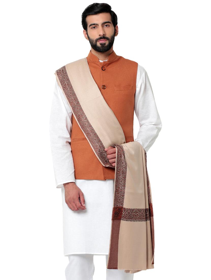 Indian winter wear clothing Store Weavers Villa Womens Shawl White Indian winter wear clothing Store Weavers Villa Womens Shawl White