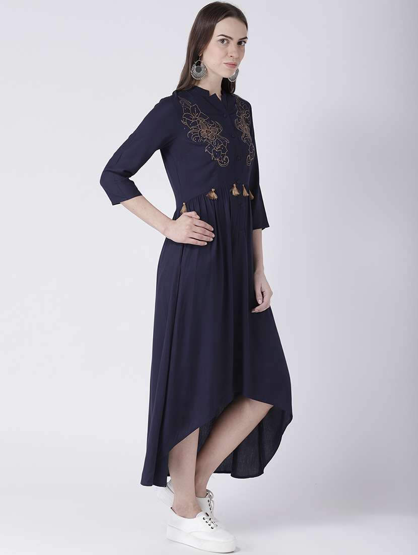 Embroider Detail High Low Dress 