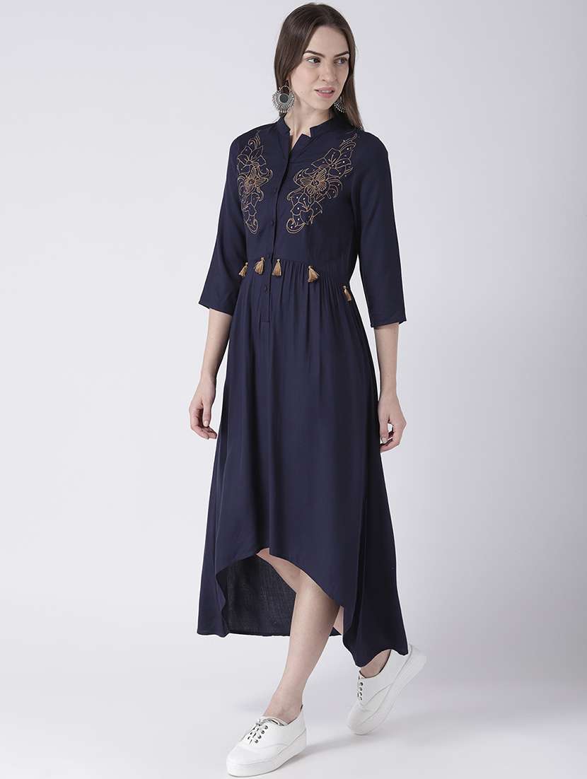 Embroider Detail High Low Dress 
