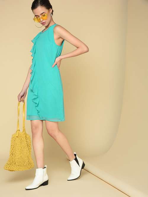 Women's Ruffle Solid Dress