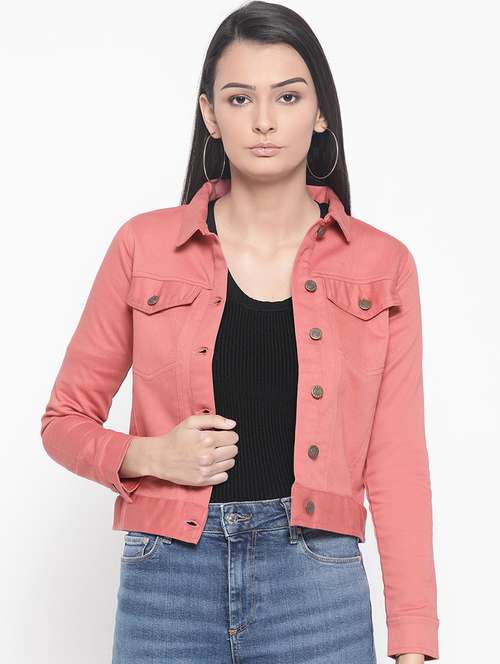 pink denim jacket womens india