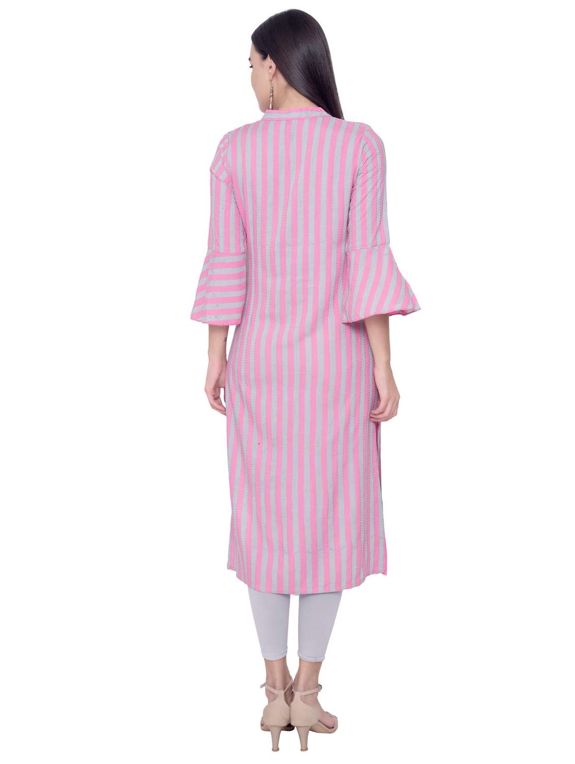 Buy online Bell Sleeves Straight Kurta from Kurta Kurtis for Women by