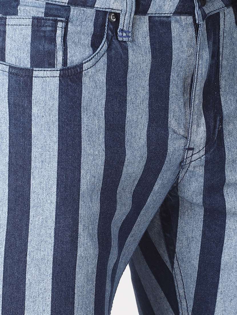 men's striped denim jeans