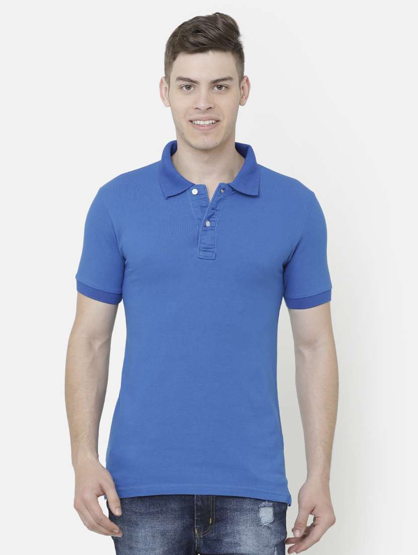 Blue Solid Polo T Shirt