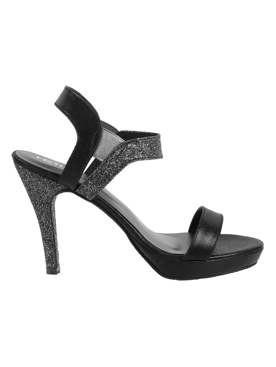 black leatherette back strap sandals