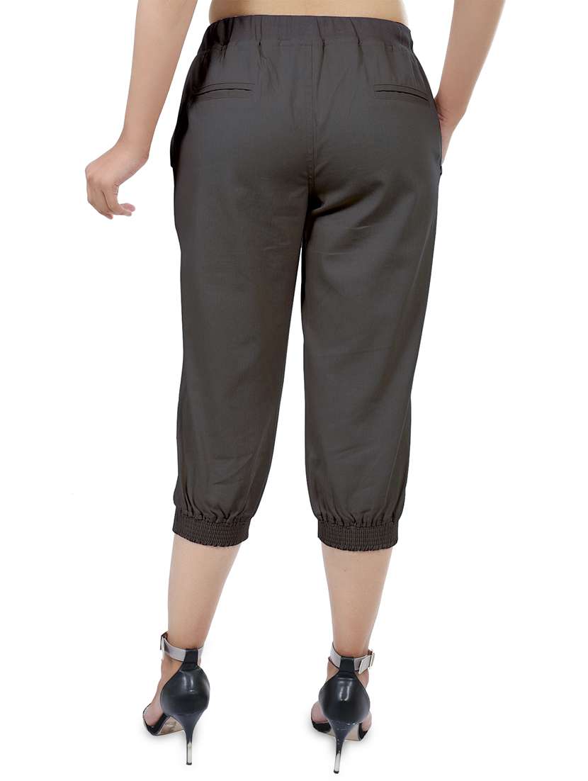 Buy online Drawstring Waist Mid Rise Capri from Capris & Leggings for