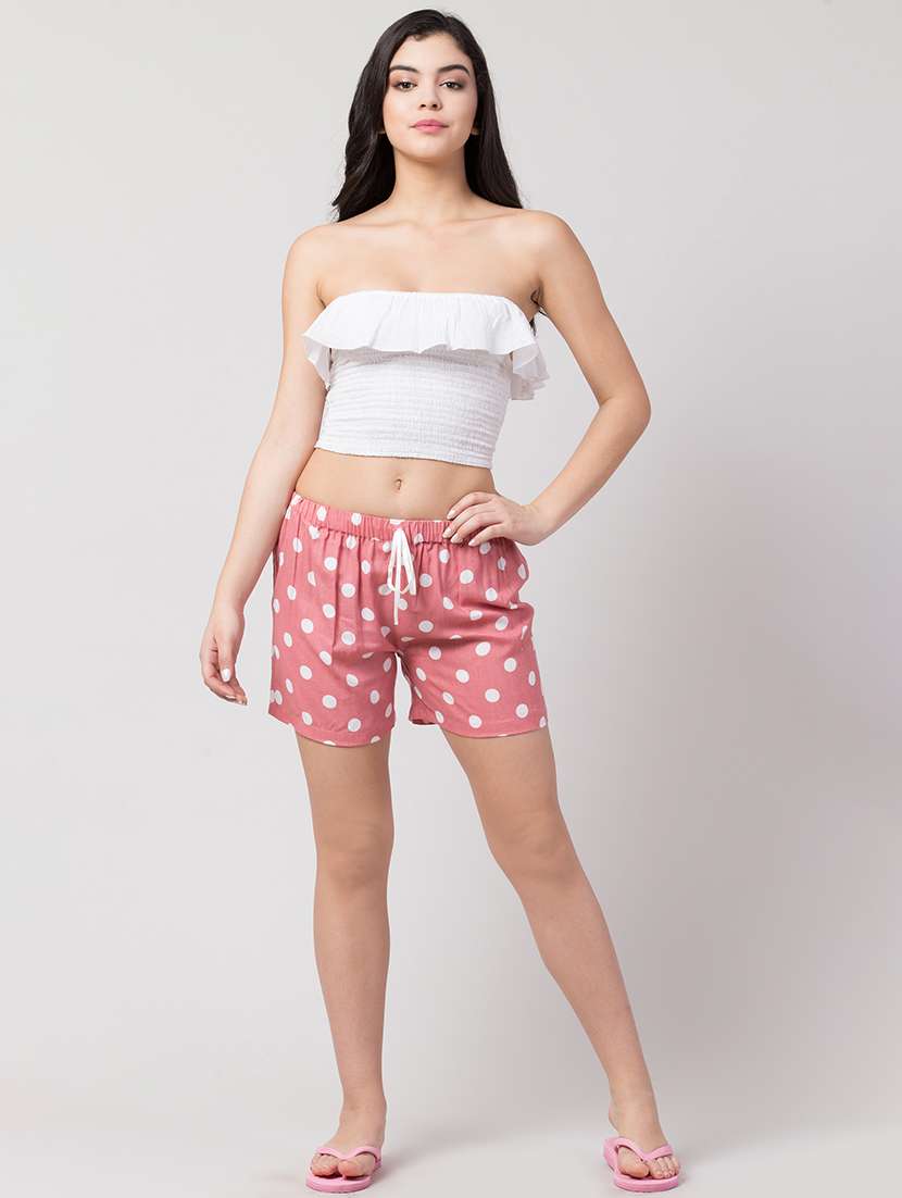 Mid Rise Polka Dot Shorts 