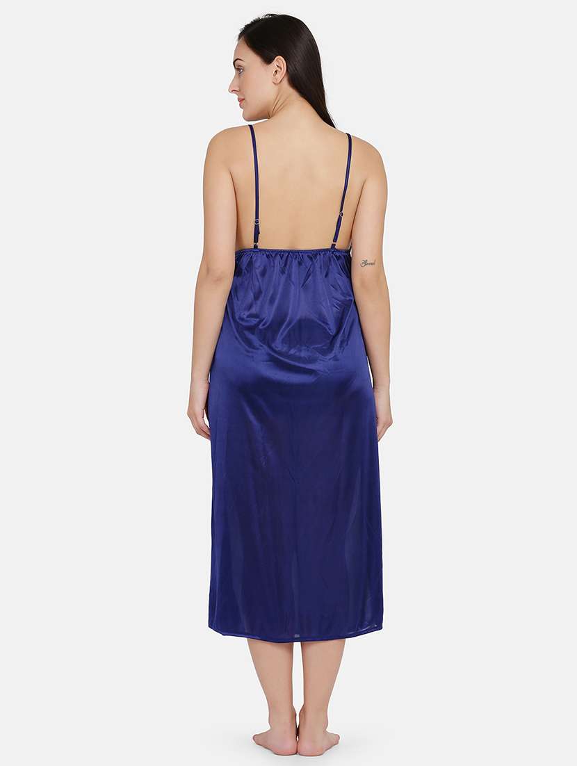 Buy online Lace Detail Satin Nighty With Robe from sleepwear for Women