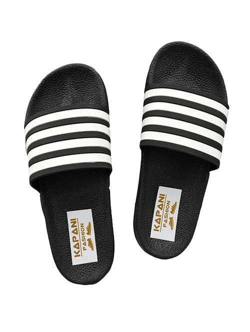 black rubber slip on flip flops - 17126146 -  Standard Image - 0