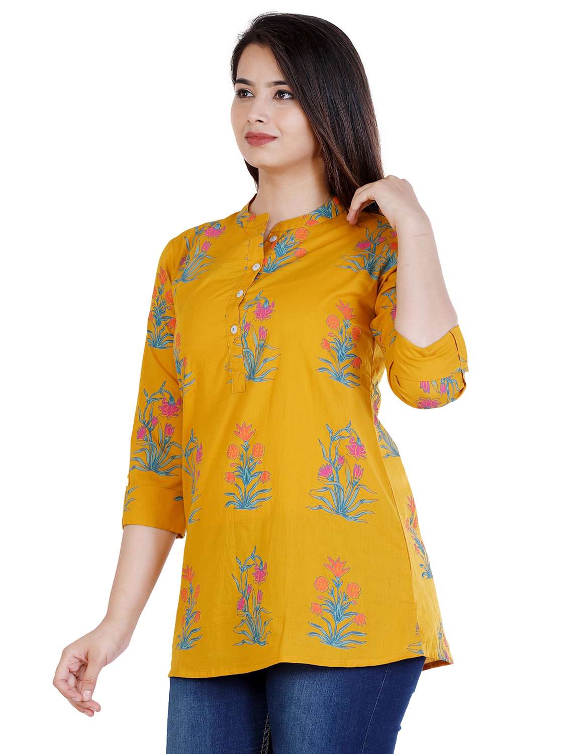 Women's Straight Mandarin Neck Top