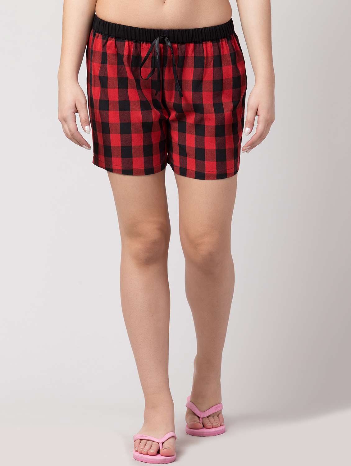 Drawstring Waist Checkered Shorts 
