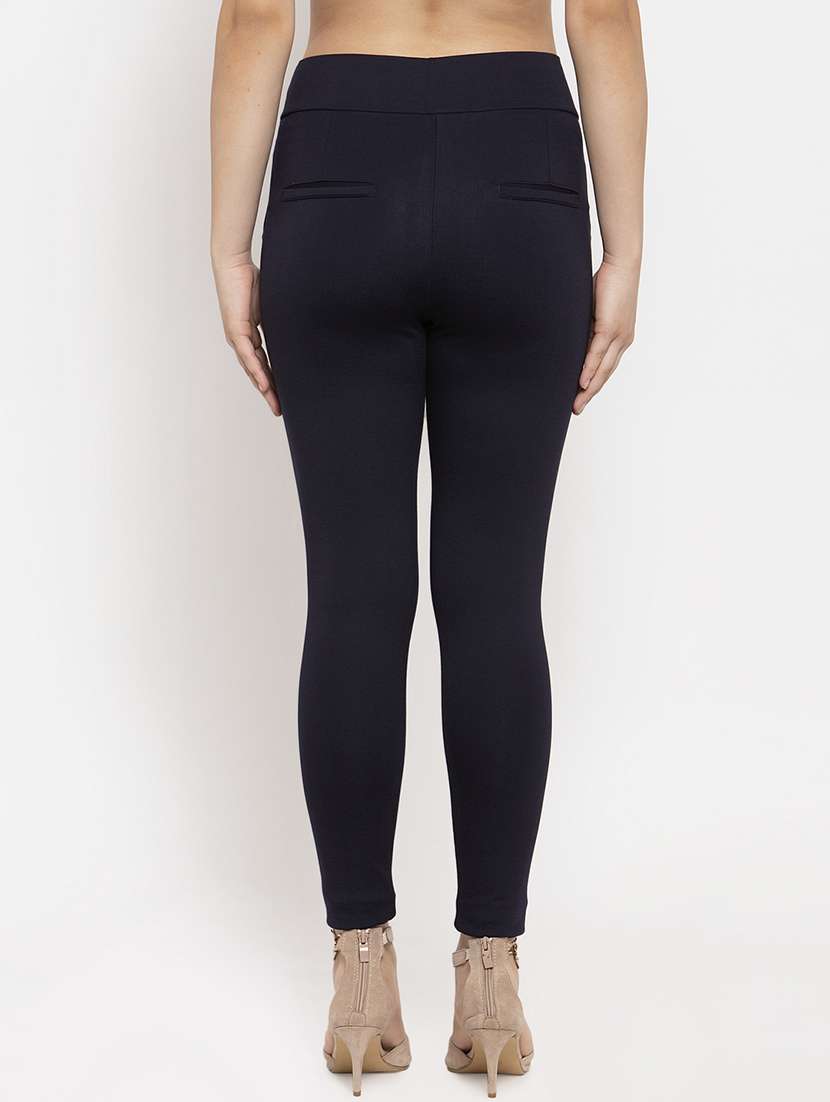 Navy Blue Poly Spandex Jeggings