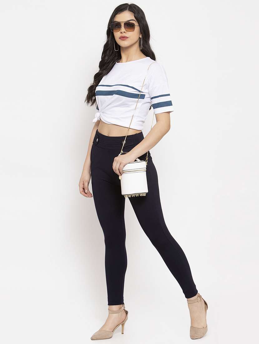 Navy Blue Poly Spandex Jeggings