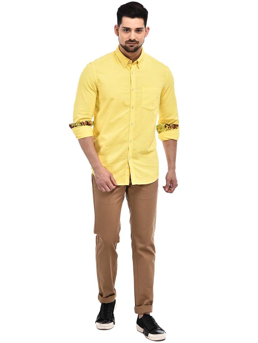 Yellow Solid Casual Shirt