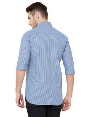 Buy online Blue Striped Casual Shirt 