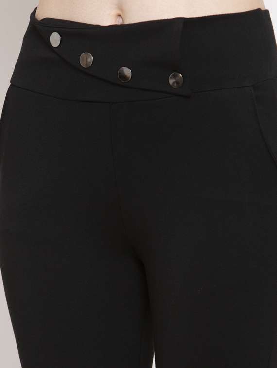 High Rise Button Detail Jeggings 