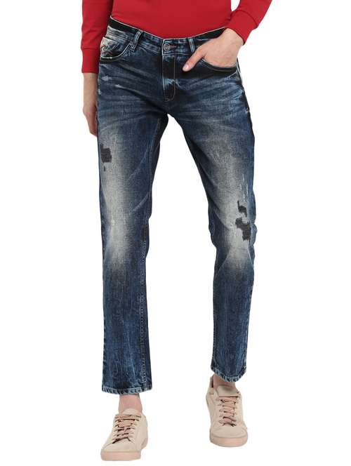 Buy online Blue Heavy Washed Distressed 