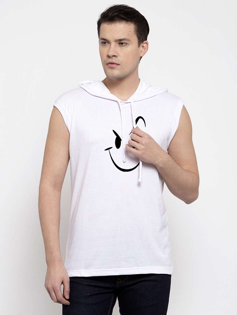 White Chest Print T Shirt