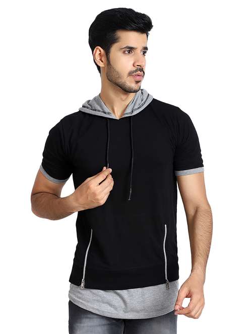 Black Color Block Cut \u0026 Sew T-shirt 