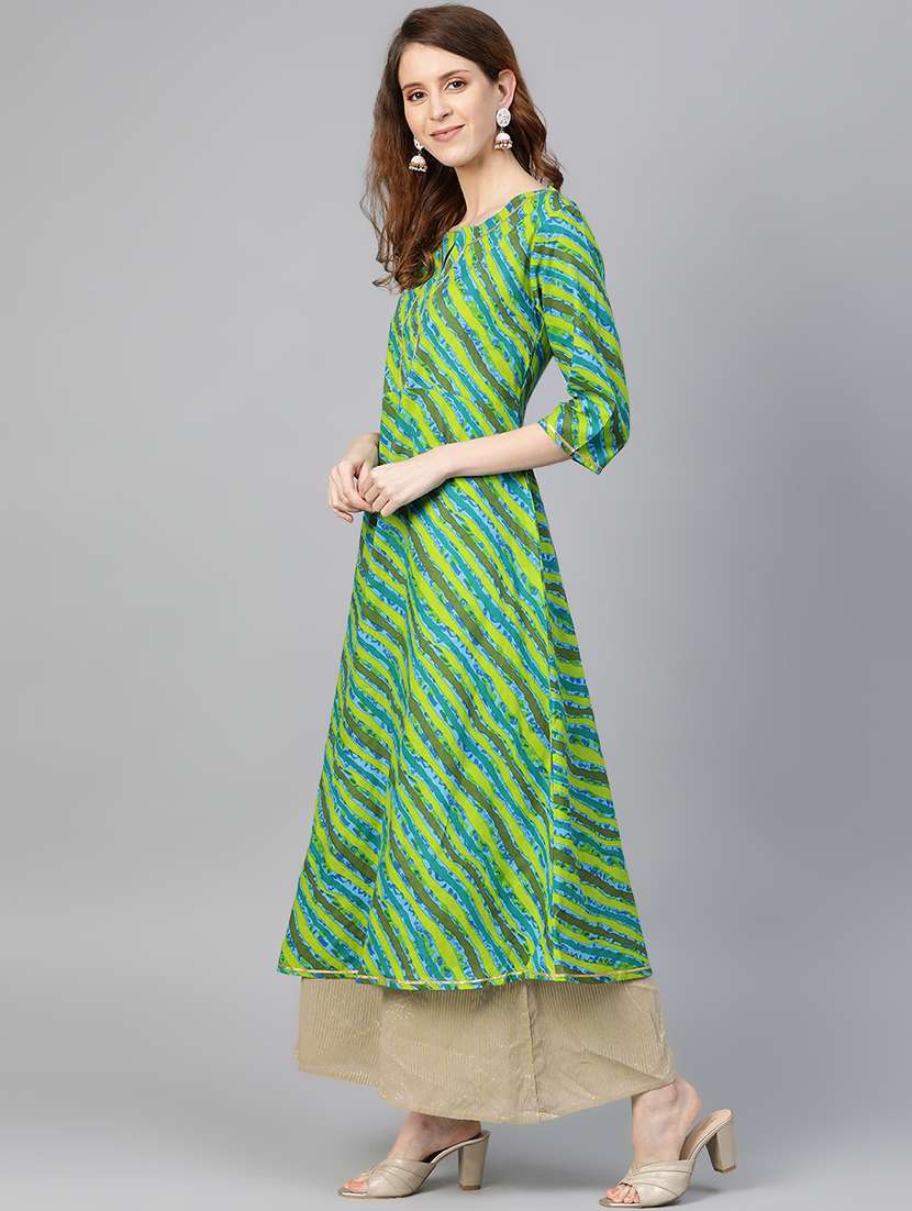 Leheriya Print A Line Kurta