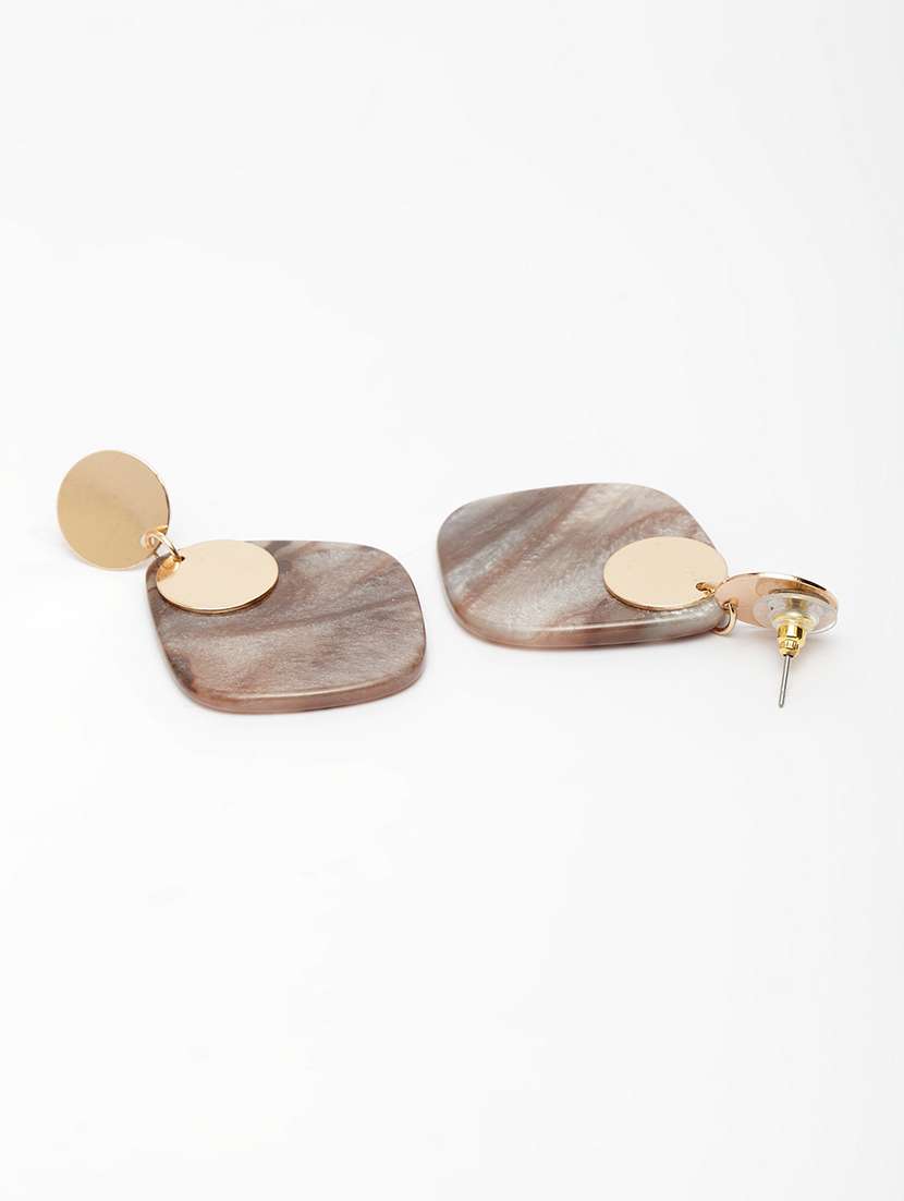 Grey Metal Drop Earring