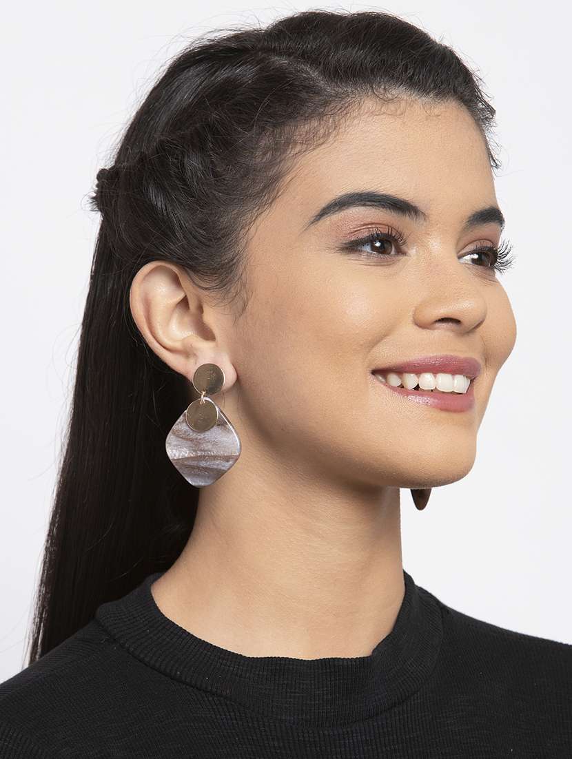 Grey Metal Drop Earring