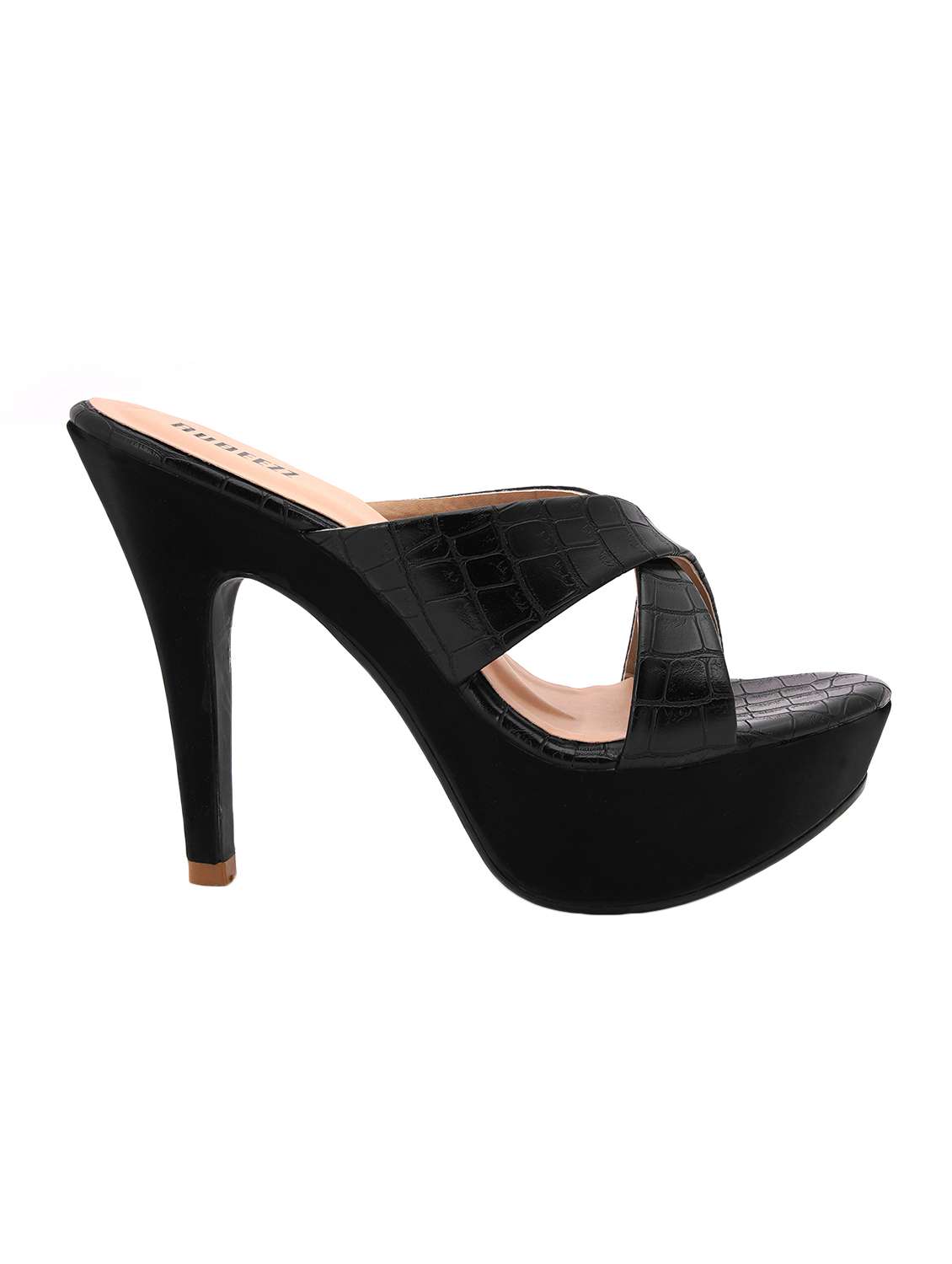 Buy online Black Slip On Sandals from heels for Women by Rubeezz for