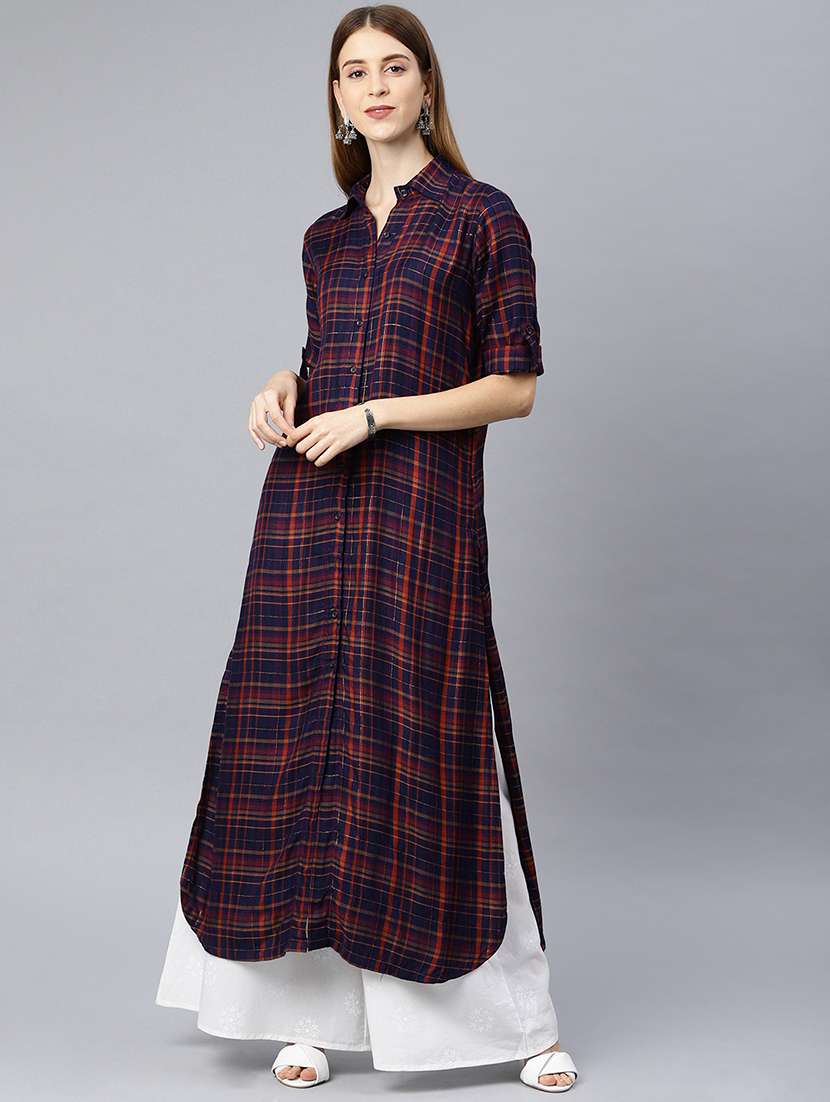 Checkered A Line Kurta