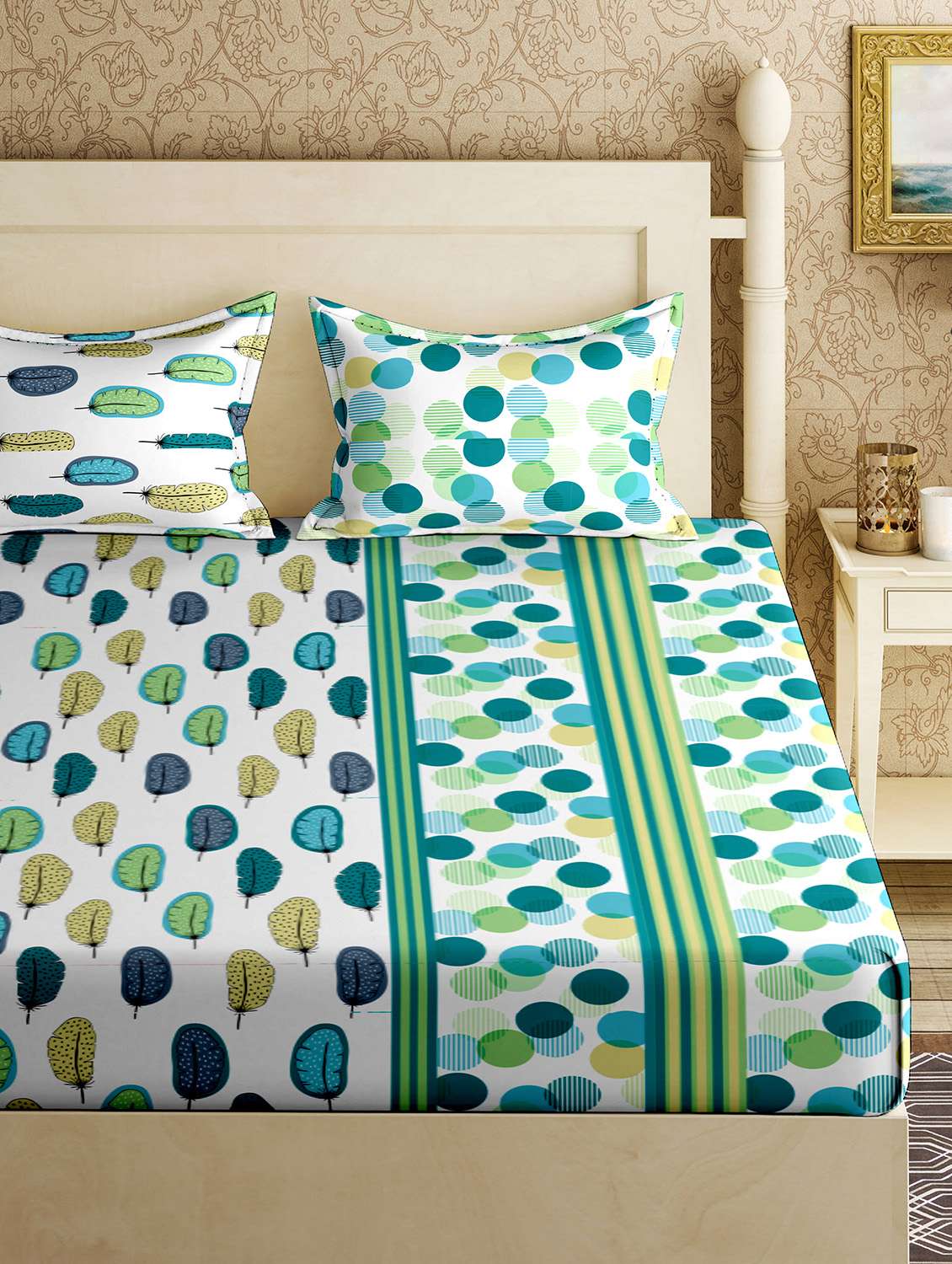 Buy online Cotton Double Bedsheet With 2 Pillow Covers from Bed for