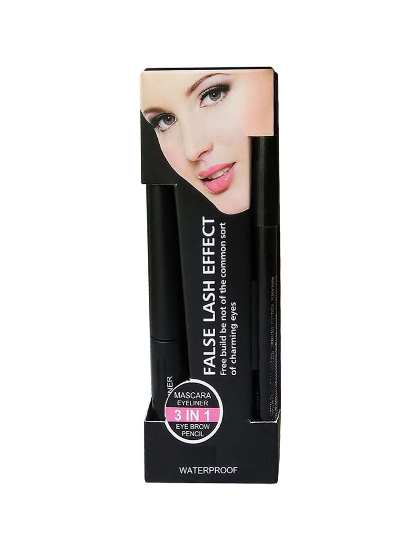 Favon  3 In 1 Make Up Art Combo Black 1 Eyeliner, 1 Mascara, 1 Eyebrow Pencil  (3 Items In The Set)
