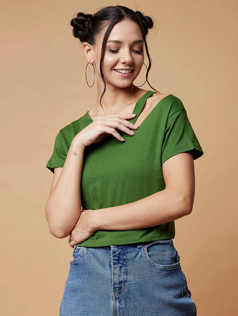 Women's Crop V Neck Top