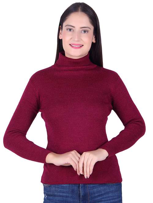 high neck woolen blouse