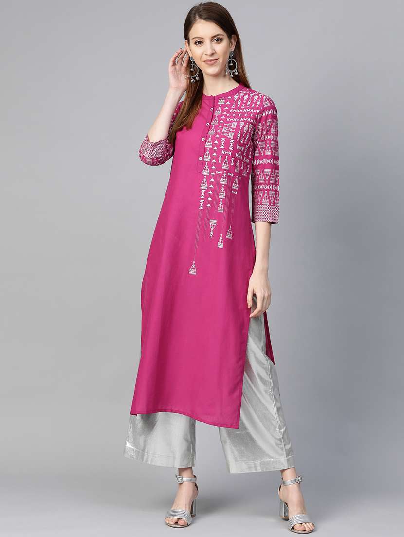 Buy online Abstract Print Straight Kurta from Kurta Kurtis for Women by
