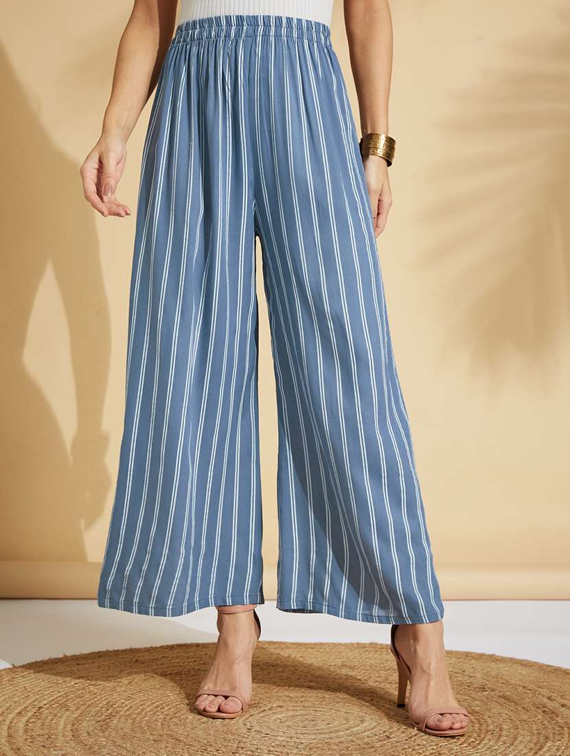 High Rise Striped Palazzo 