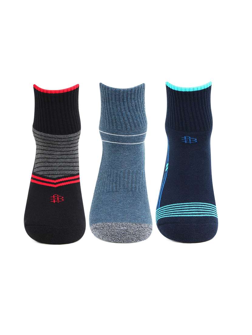 Men Pack Of 3 Striped Above Ankle Length Socks