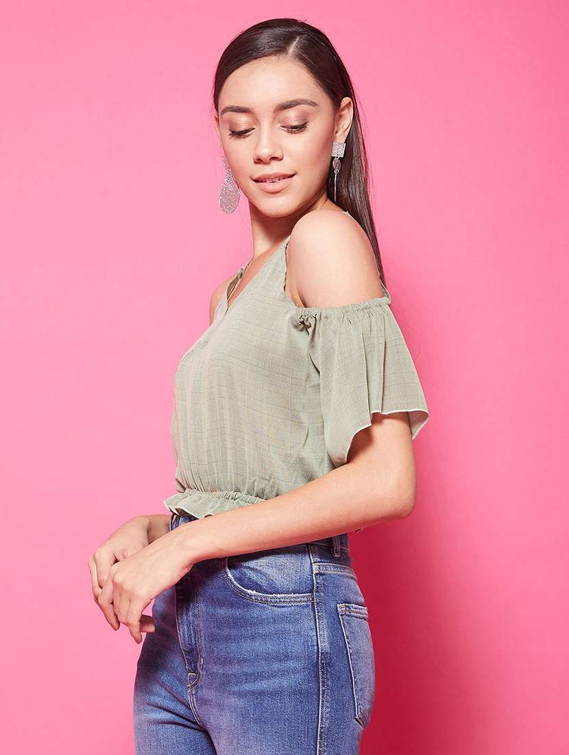 Women's Crop V Neck Top