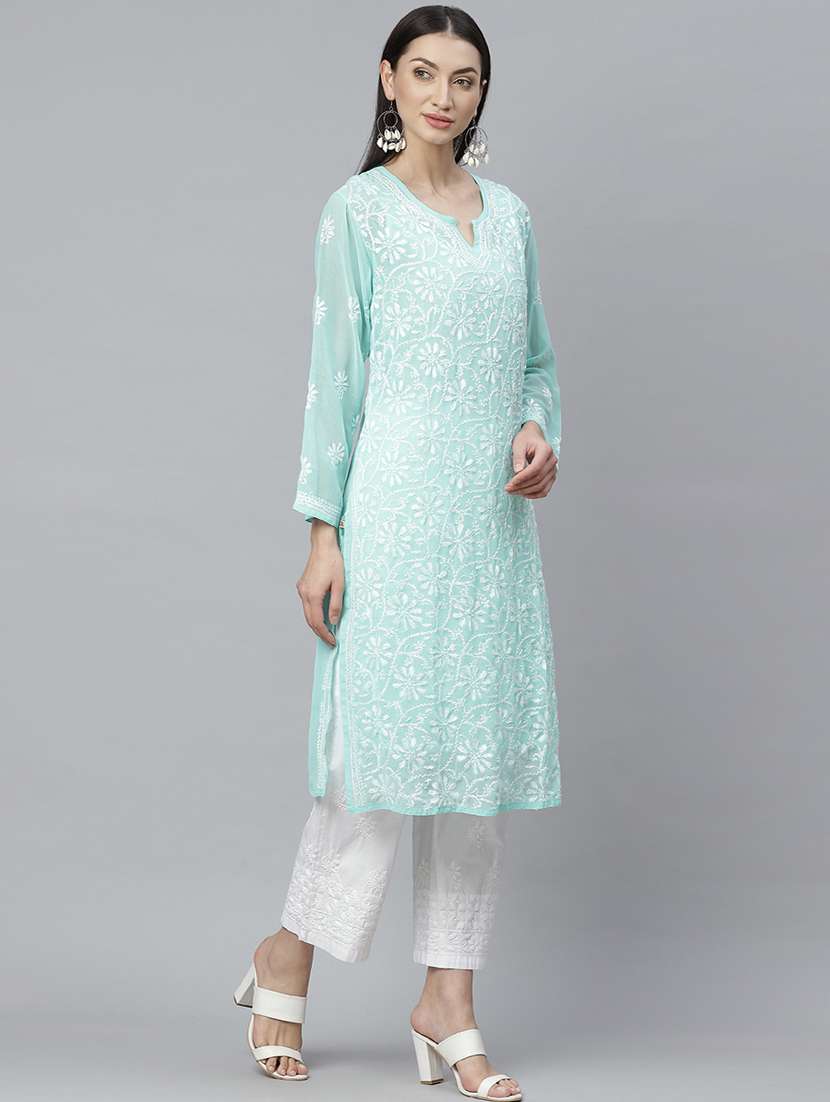 Buy online Chikankari Kurta Pant Set from ethnic wear for Women by Ada