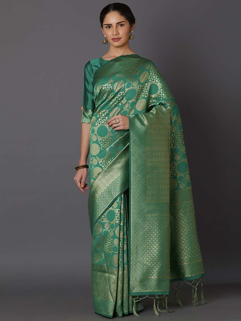 Bottle Green Banarasi Saree