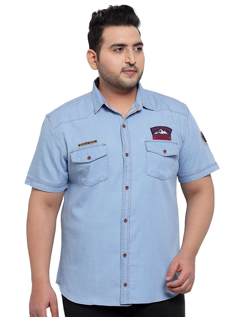 Blue Solid Casual Shirt