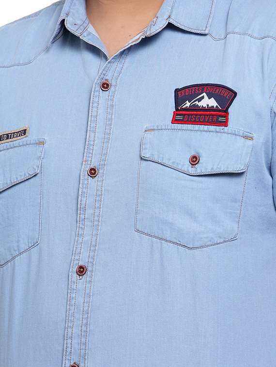 Blue Solid Casual Shirt